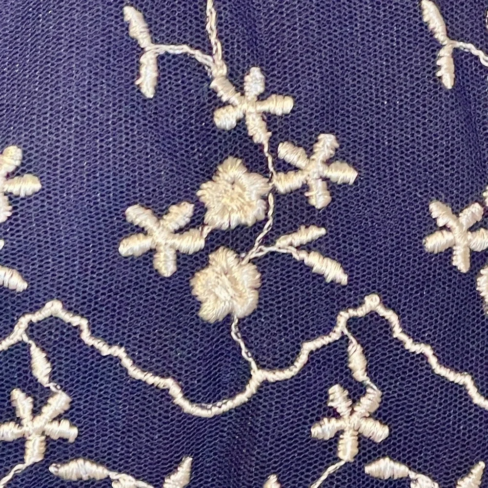 Vintage 90s S.L. Fashions 18 navy dress with faux vest floral embroidered long